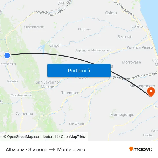 Albacina - Stazione to Monte Urano map