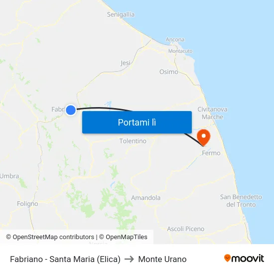 Fabriano - Santa Maria (Elica) to Monte Urano map