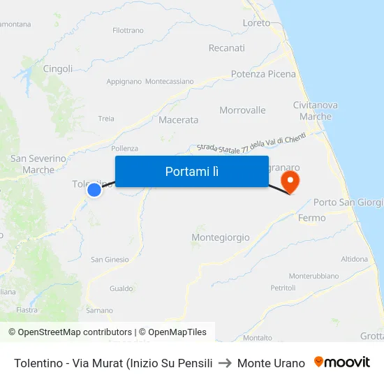 Tolentino - Via Murat (Inizio Su Pensili to Monte Urano map