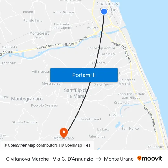 Civitanova Marche - Via G. D'Annunzio to Monte Urano map