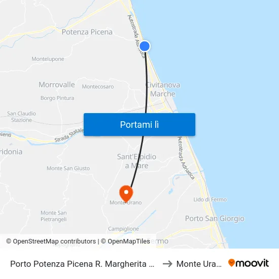 Porto Potenza Picena R. Margherita  220 to Monte Urano map