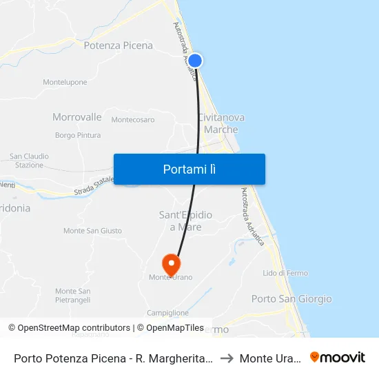 Porto Potenza Picena - R. Margherita  49 to Monte Urano map