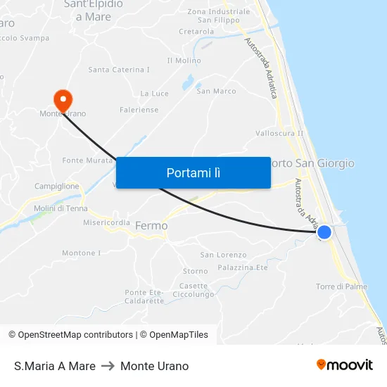S.Maria A Mare to Monte Urano map