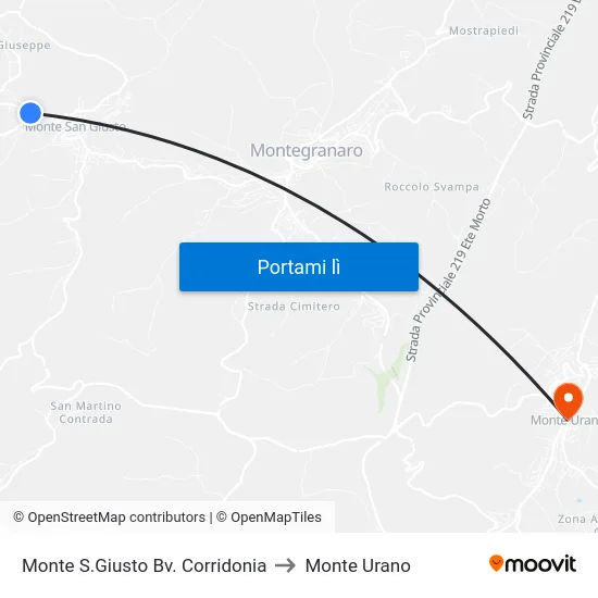 Monte S.Giusto Bv. Corridonia to Monte Urano map