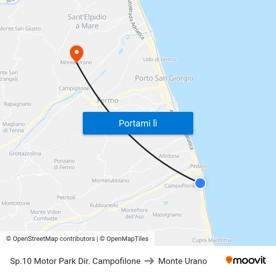 Sp.10 Motor Park Dir. Campofilone to Monte Urano map