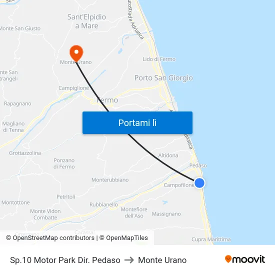 Sp.10 Motor Park Dir. Pedaso to Monte Urano map
