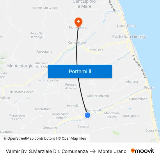 Valmir Bv. S.Marziale Dir. Comunanza to Monte Urano map