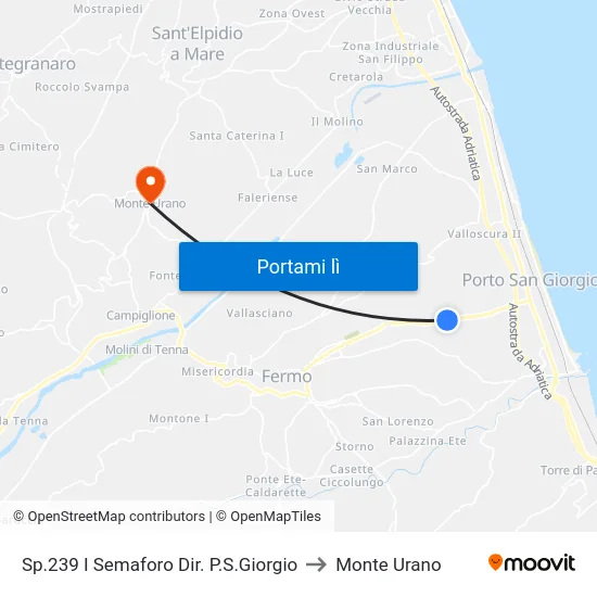 Sp.239 I Semaforo Dir. P.S.Giorgio to Monte Urano map