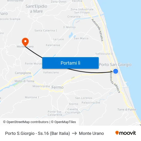 Porto S.Giorgio - Ss.16 (Bar Italia) to Monte Urano map