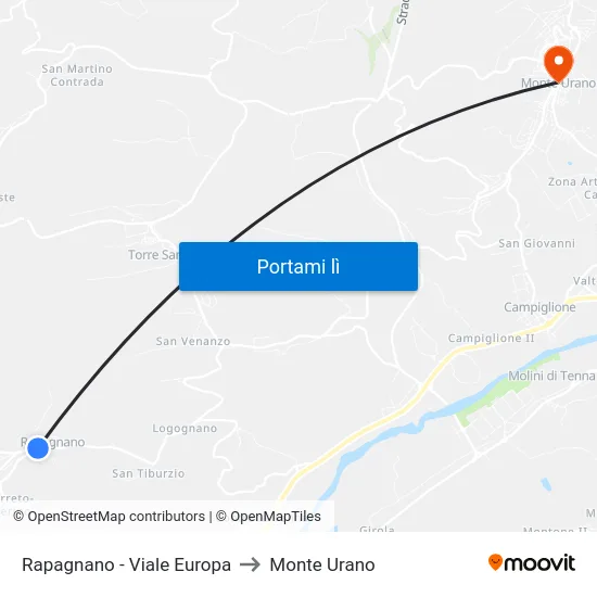 Rapagnano - Viale Europa to Monte Urano map
