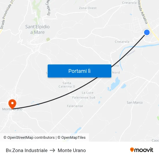 Bv.Zona Industriale to Monte Urano map