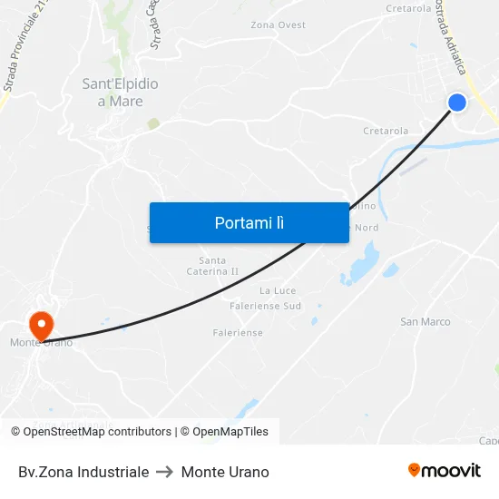 Bv.Zona Industriale to Monte Urano map