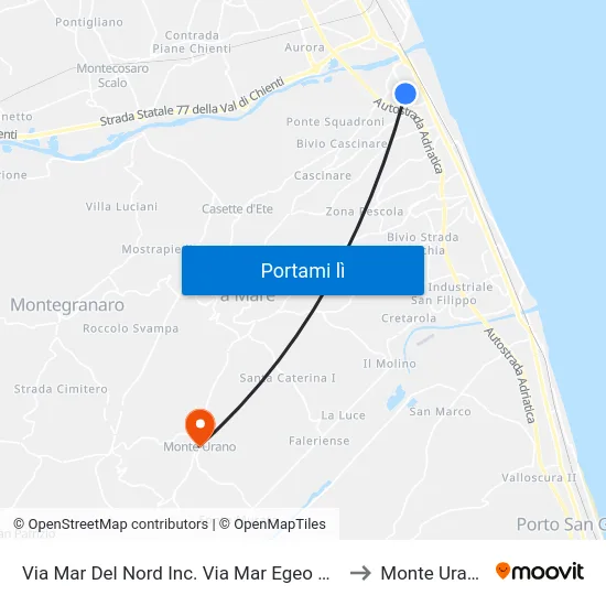 Via Mar Del Nord Inc. Via Mar Egeo Dir. to Monte Urano map