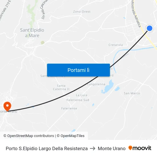 Porto S.Elpidio Largo Della Resistenza to Monte Urano map