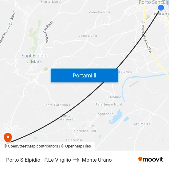 Porto S.Elpidio - P.Le Virgilio to Monte Urano map