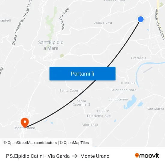 P.S.Elpidio Catini - Via Garda to Monte Urano map