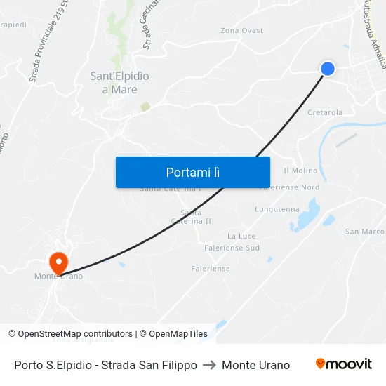 Porto S.Elpidio - Strada San Filippo to Monte Urano map