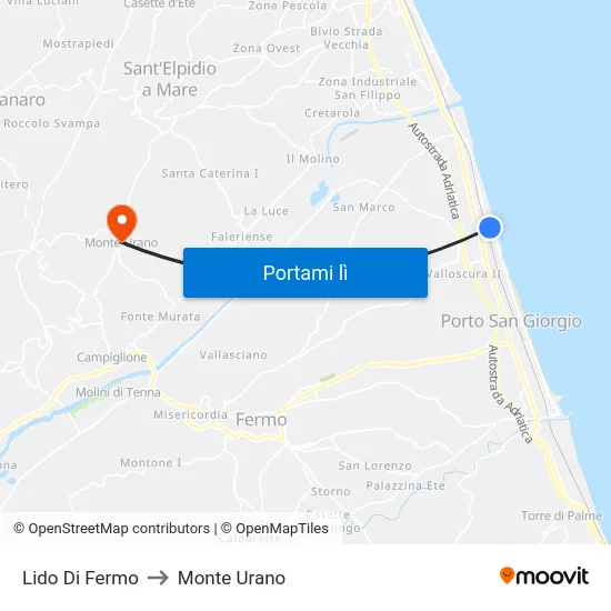 Lido Di Fermo to Monte Urano map