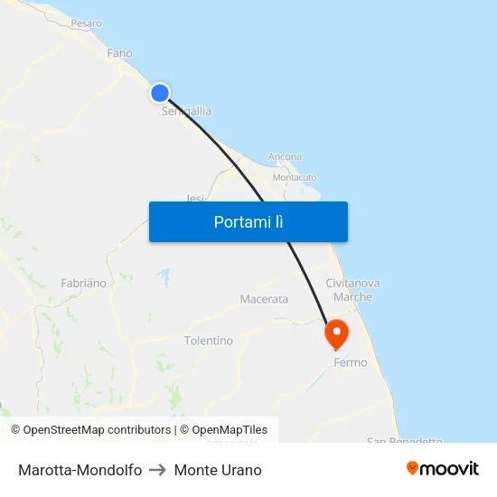 Marotta-Mondolfo to Monte Urano map