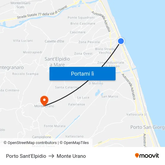 Porto Sant'Elpidio to Monte Urano map