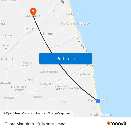 Cupra Marittima to Monte Urano map