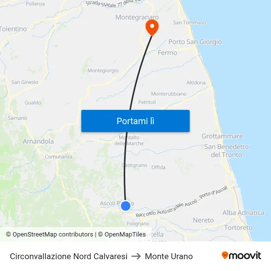 Circonvallazione Nord Calvaresi to Monte Urano map
