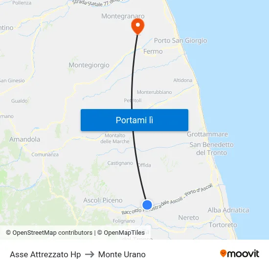 Asse Attrezzato Hp to Monte Urano map