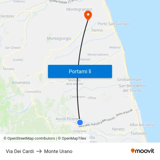 Via Dei Cardi to Monte Urano map