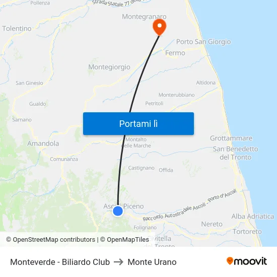 Monteverde - Biliardo Club to Monte Urano map
