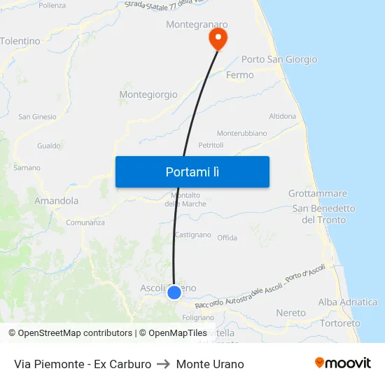 Via Piemonte - Ex Carburo to Monte Urano map