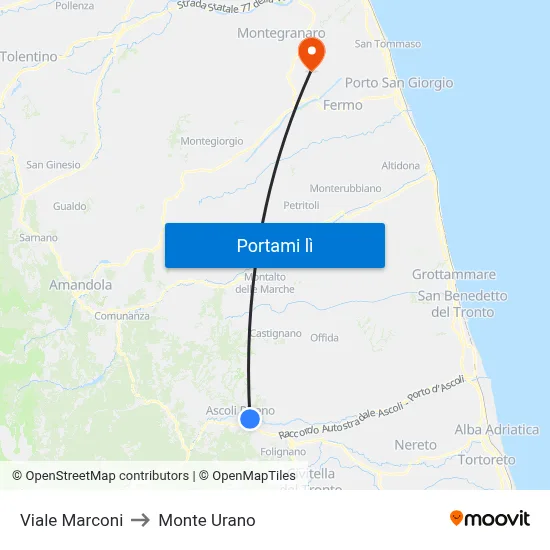 Viale Marconi to Monte Urano map