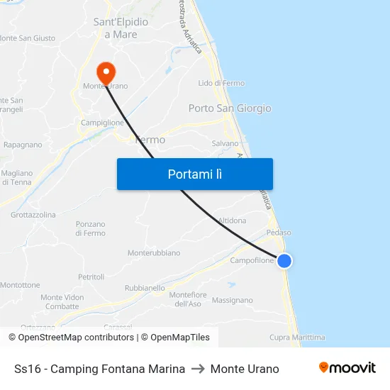 Ss16 - Camping Fontana Marina to Monte Urano map