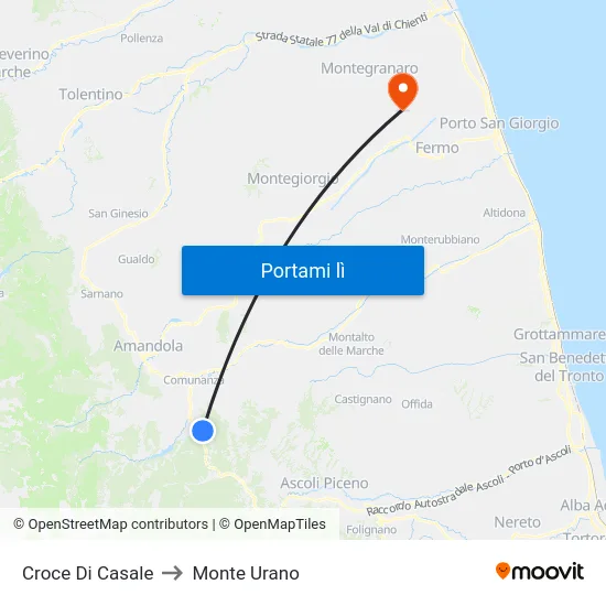 Croce Di Casale to Monte Urano map