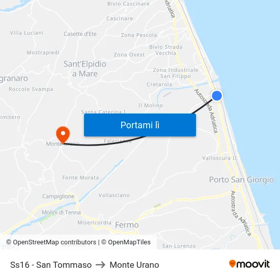 Ss16 - San Tommaso to Monte Urano map