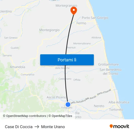 Case Di Coccia to Monte Urano map