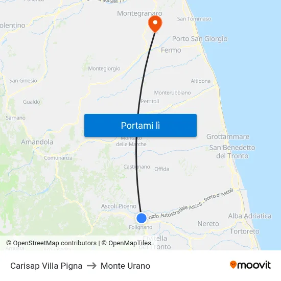 Carisap Villa Pigna to Monte Urano map
