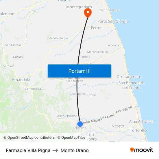 Farmacia Villa Pigna to Monte Urano map