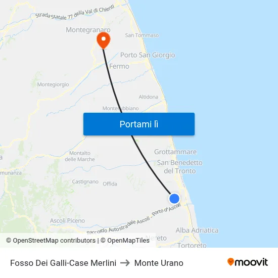 Fosso Dei Galli-Case Merlini to Monte Urano map