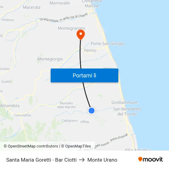 Santa Maria Goretti - Bar Ciotti to Monte Urano map