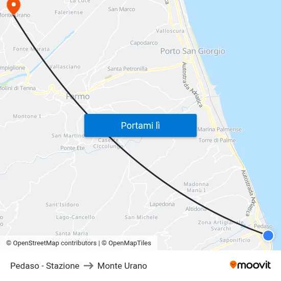 Pedaso - Stazione to Monte Urano map