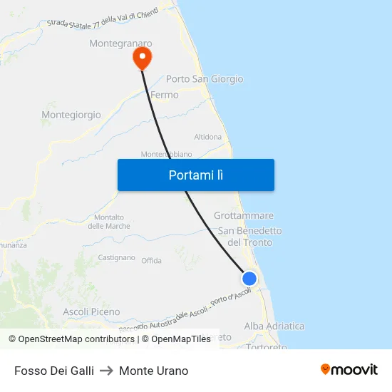 Fosso Dei Galli to Monte Urano map