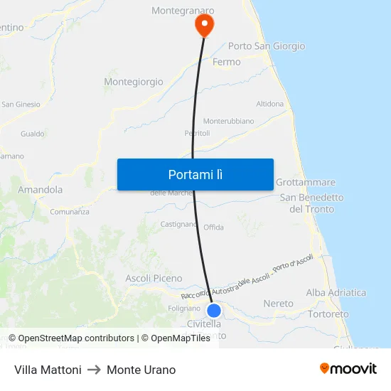 Villa Mattoni to Monte Urano map