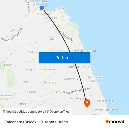 Falconara (Disco). to Monte Urano map