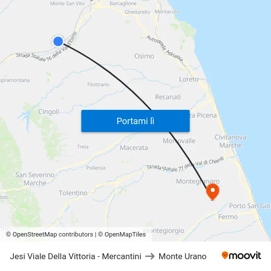 Jesi Viale Della Vittoria - Mercantini to Monte Urano map