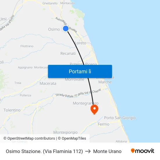 Osimo Stazione. (Via Flaminia 112) to Monte Urano map