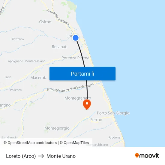 Loreto (Arco) to Monte Urano map
