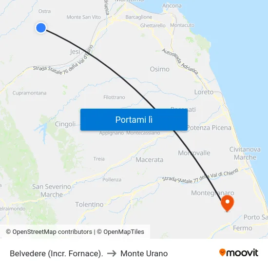 Belvedere (Incr. Fornace). to Monte Urano map