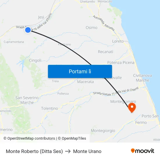 Monte Roberto (Ditta Ses) to Monte Urano map
