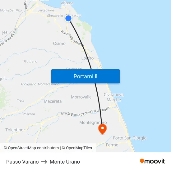 Passo Varano to Monte Urano map