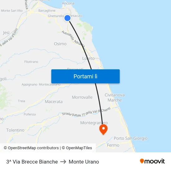 3^ Via Brecce Bianche to Monte Urano map